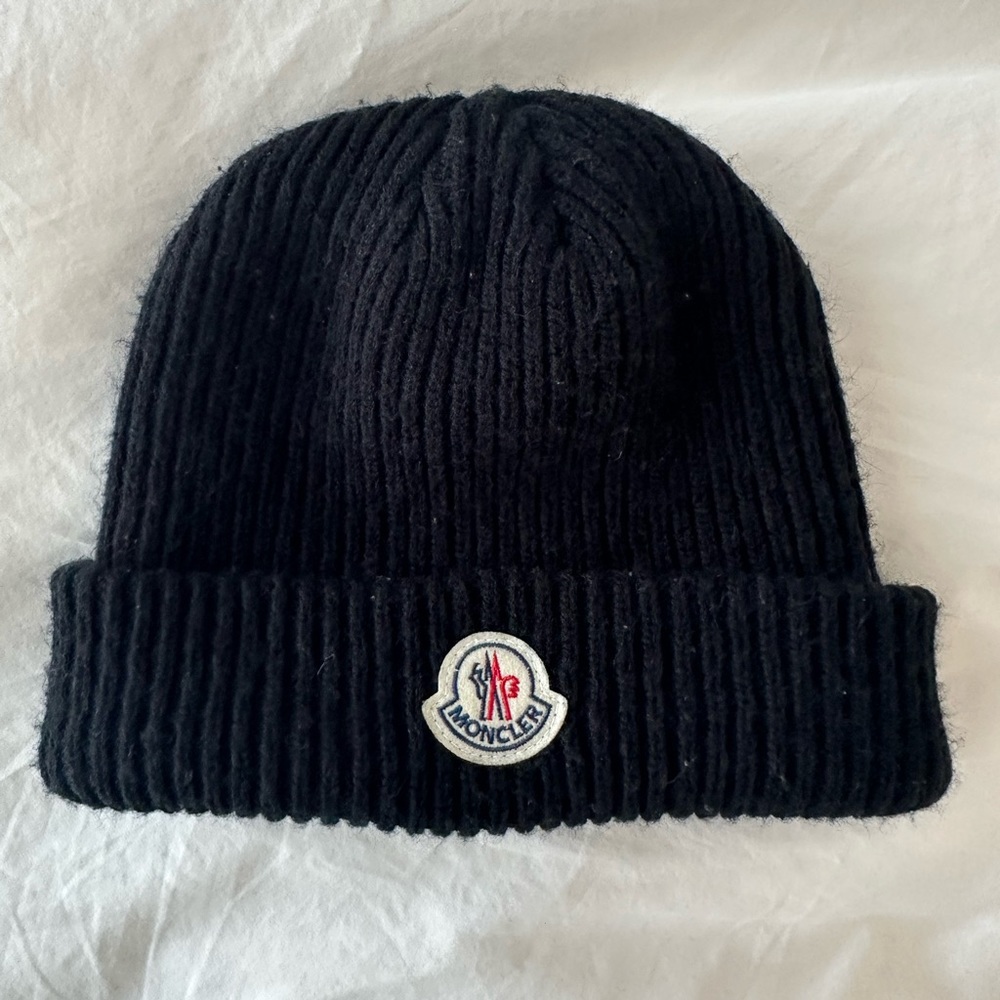 Moncler Unisex Wool Black Beanie